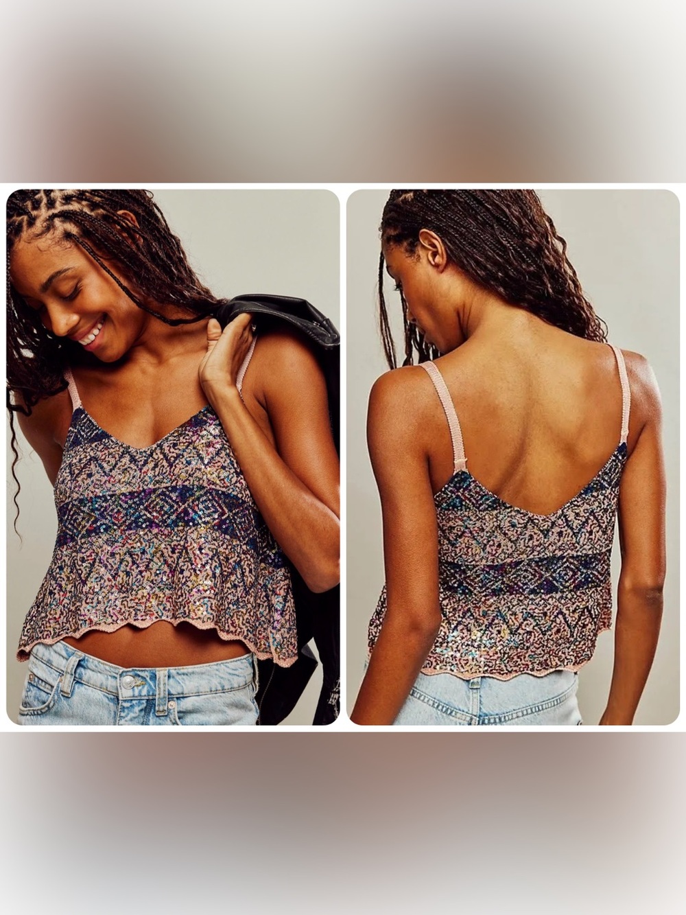 NWOT Free People Shimmy Tank - Twilight Rose Combo